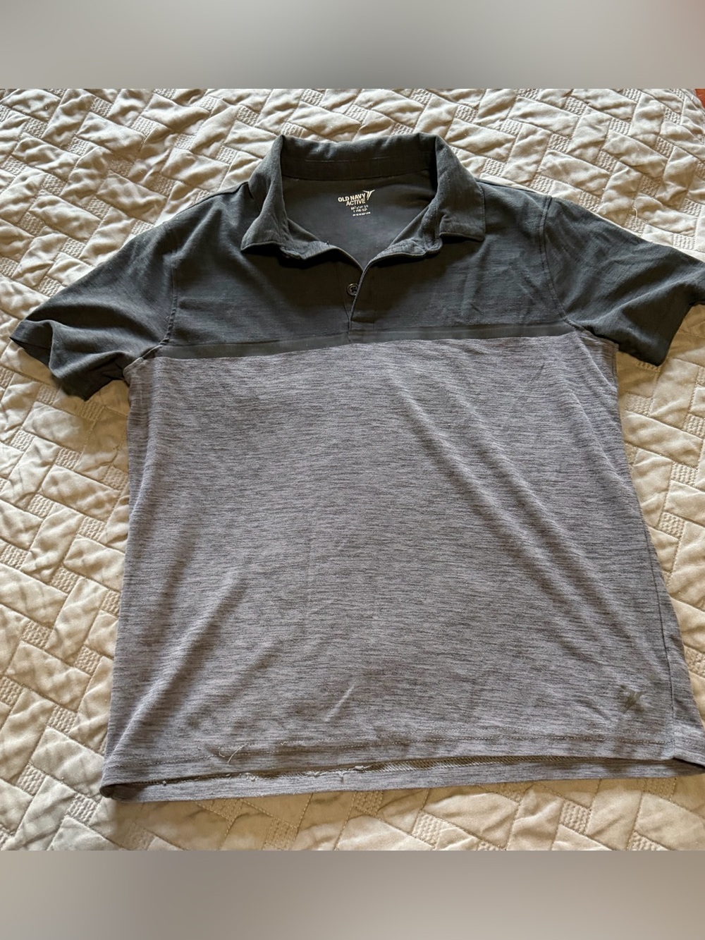 Old Navy - Kids Active Core Grey Colorblock Performance Polo Shirt - SIZE 10-12